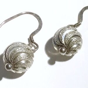 Sterling Silver Laser Cut 10mm Balls Pierced Drop Earrings